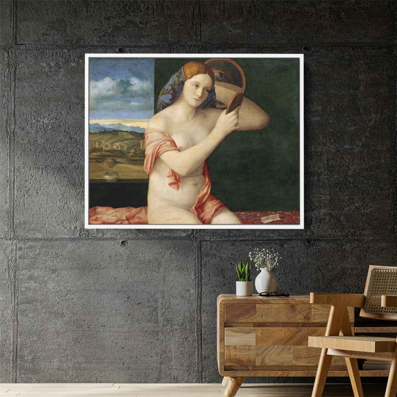 Naked young woman in front of the mirror (1515) by Giovanni Bellini -  Canvas Artwork — Kanvah