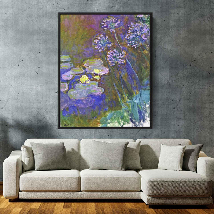 Water Lilies and Agapanthus (1917) by Claude Monet - Canvas Artwork