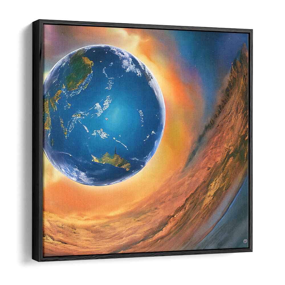 Celestial Whirlpool Fusion: Surreal Earth and Cosmic Vortex Canvas