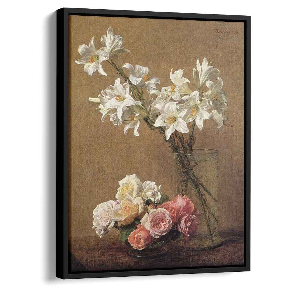 Roses and Lilies (1888) by Henri Fantin-Latour - Canvas Artwork