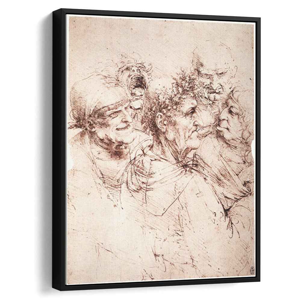 Study of five grotesque heads (1494) by Leonardo da Vinci - Canvas