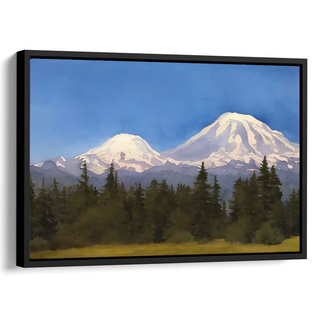 Mountain Zenith Gaze: Serene Mountain Landscape Canvas Art Print