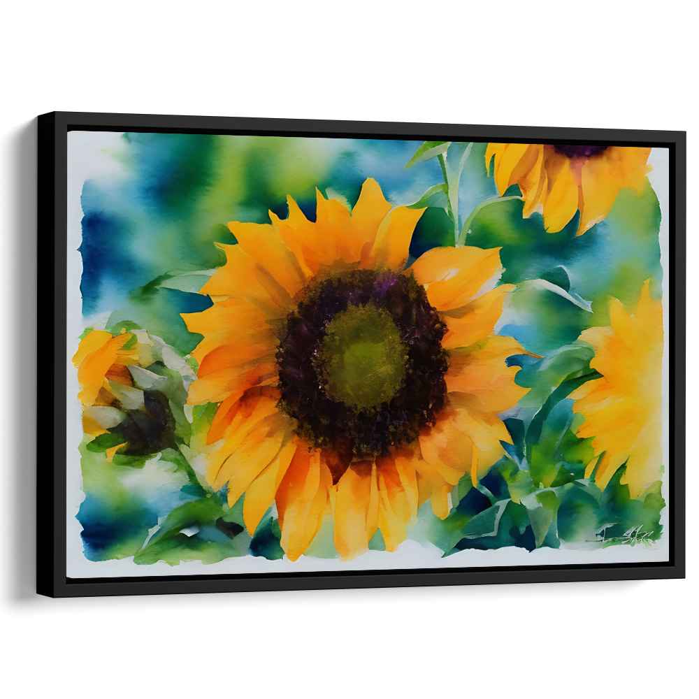 Modern Abstract Sunflower Canvas Art - 40x60cm Black Framed Wall Decor For Living Room - View #5