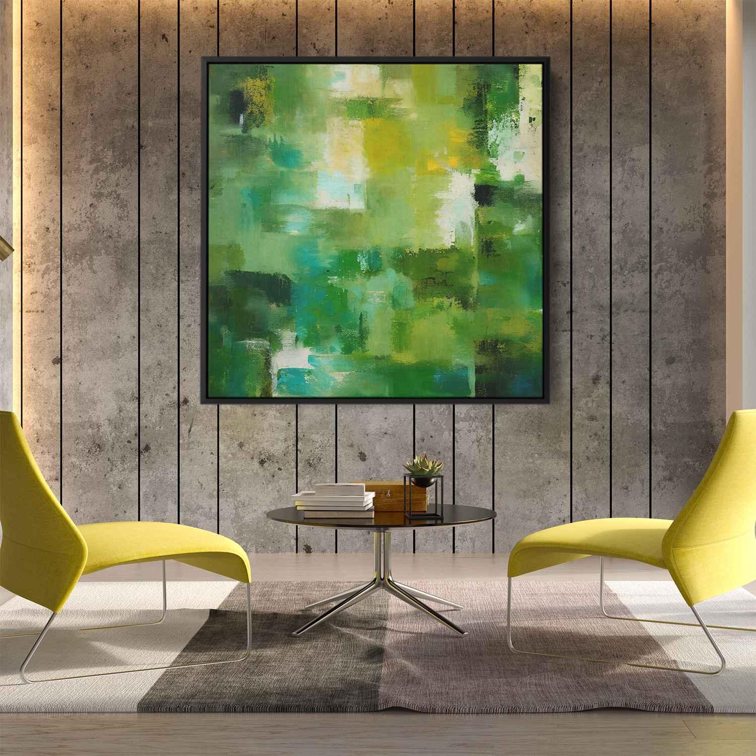 Green Abstract Painting on Canvas - Emerald Silence Study main image 1