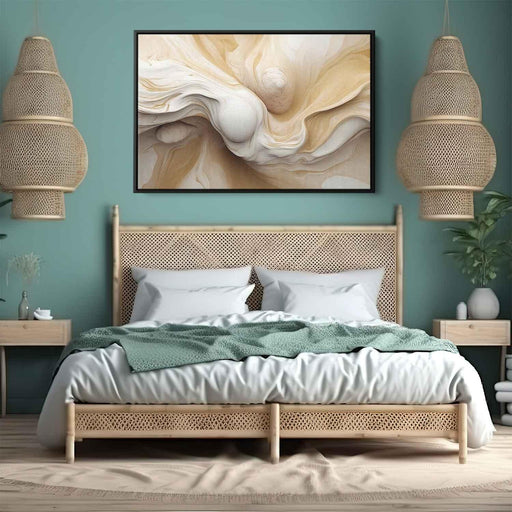 Beige and White Abstract Swirls Print - Canvas Art Print by Kanvah