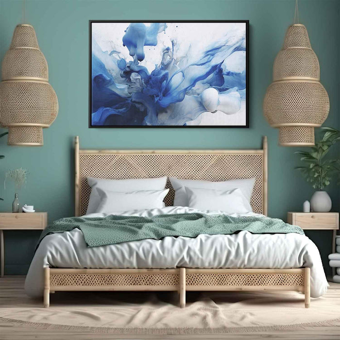 Blue and White Abstract Swirls Print - Canvas Art Print by Kanvah