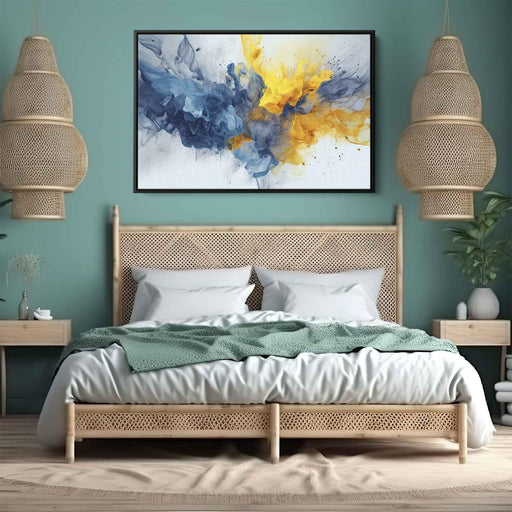 Blue and Yellow Abstract Swirls Print - Canvas Art Print by Kanvah