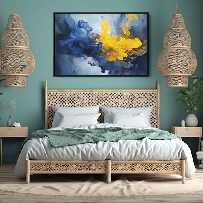 Blue and Yellow Abstract Swirls Print - Canvas Art Print by Kanvah