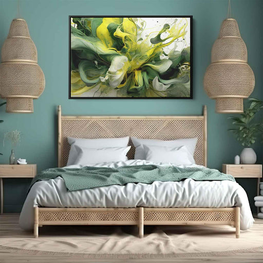 Green and Yellow Abstract Swirls Print - Canvas Art Print by Kanvah