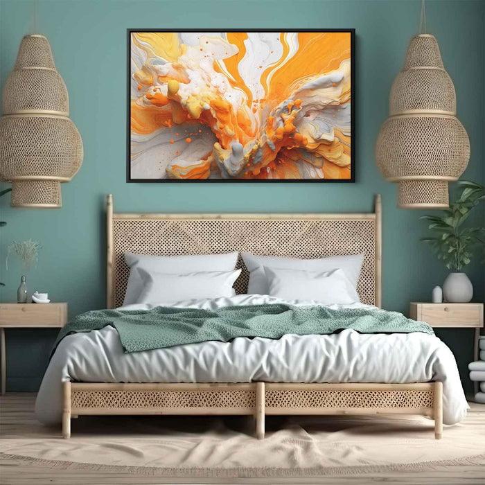 Orange and White Abstract Swirls Print - Canvas Art Print by Kanvah