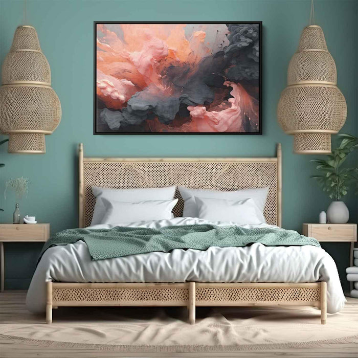 Salmon and Onyx Abstract Swirls Print - Canvas Art Print by Kanvah