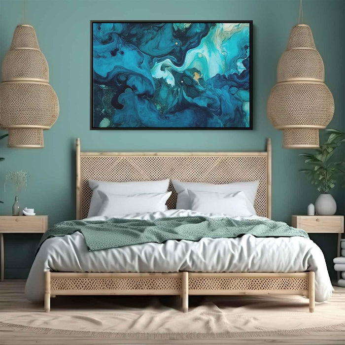 Teal and Mahogany Abstract Swirls Print - Canvas Art Print by Kanvah