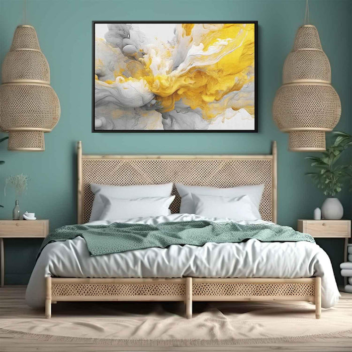 Yellow and White Abstract Swirls Print - Canvas Art Print by Kanvah