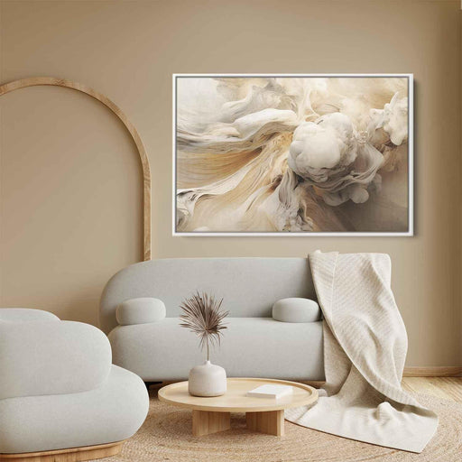 Beige and White Abstract Swirls Print - Canvas Art Print by Kanvah