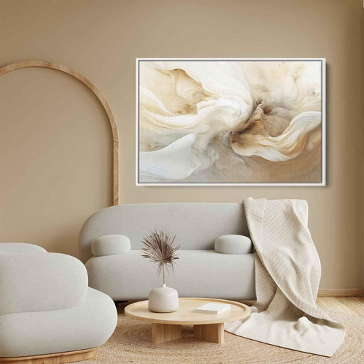 Beige and White Abstract Swirls Print - Canvas Art Print by Kanvah