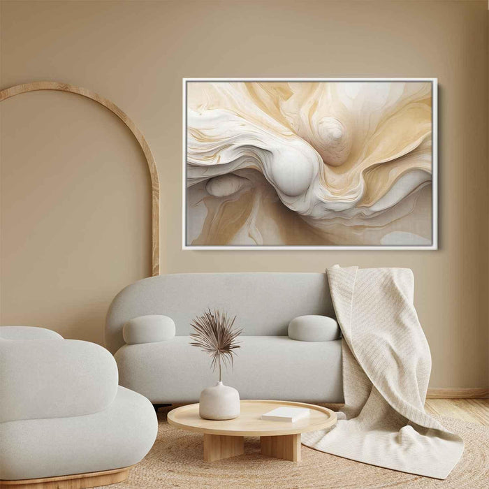 Beige and White Abstract Swirls Print - Canvas Art Print by Kanvah