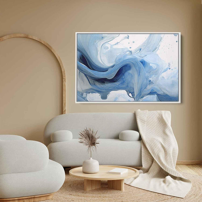 Blue and White Abstract Swirls Print - Canvas Art Print by Kanvah