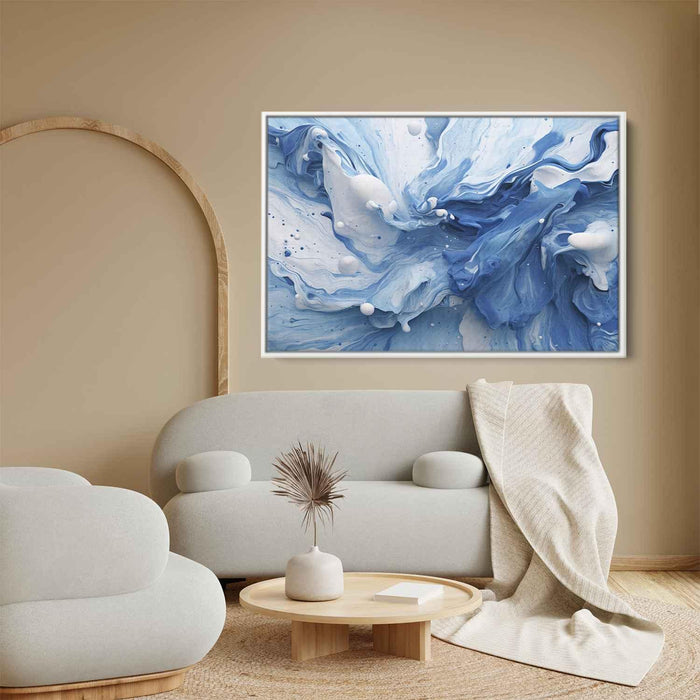 Blue and White Abstract Swirls Print - Canvas Art Print by Kanvah