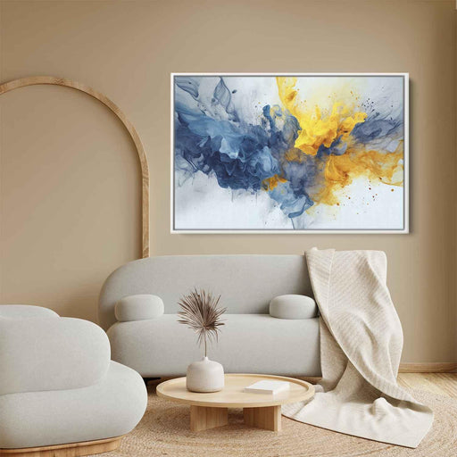 Blue and Yellow Abstract Swirls Print - Canvas Art Print by Kanvah