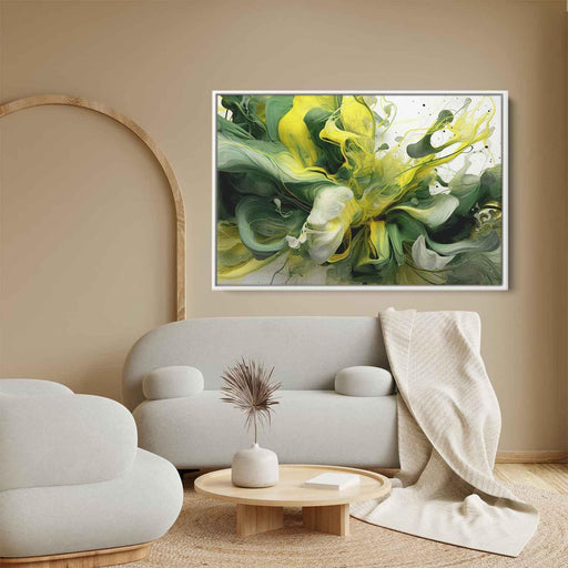 Green and Yellow Abstract Swirls Print - Canvas Art Print by Kanvah