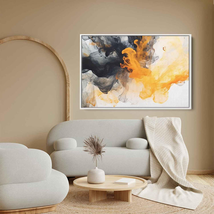 Orange and Black Abstract Swirls Print - Canvas Art Print by Kanvah