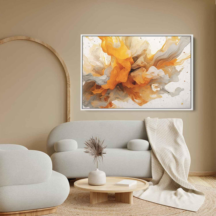 Orange and White Abstract Swirls Print - Canvas Art Print by Kanvah