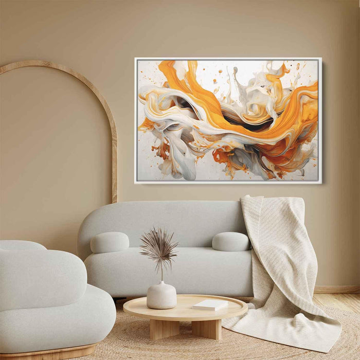 Orange and White Abstract Swirls Print - Canvas Art Print by Kanvah