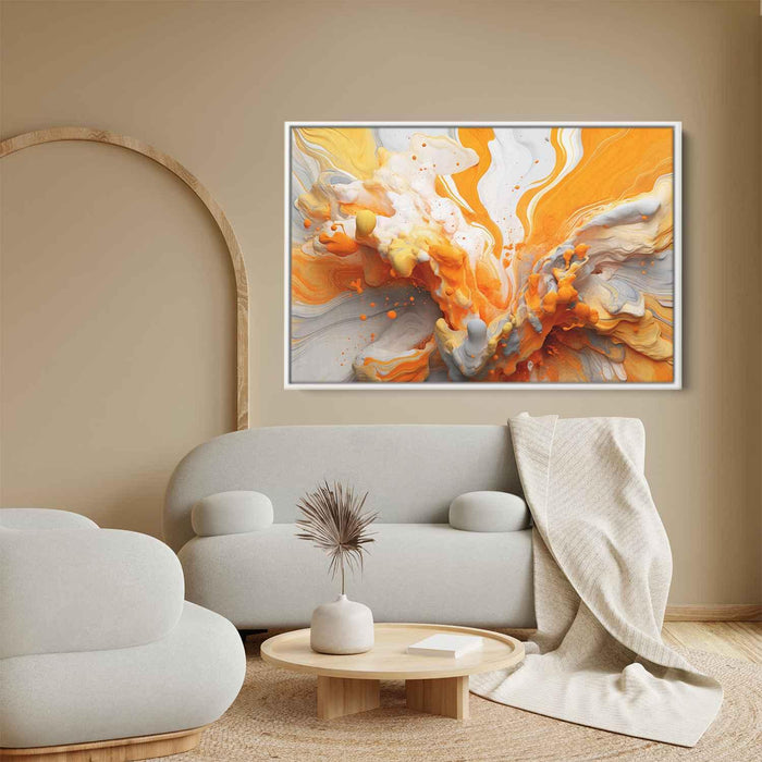 Orange and White Abstract Swirls Print - Canvas Art Print by Kanvah