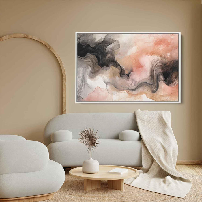 Salmon and Onyx Abstract Swirls Print - Canvas Art Print by Kanvah