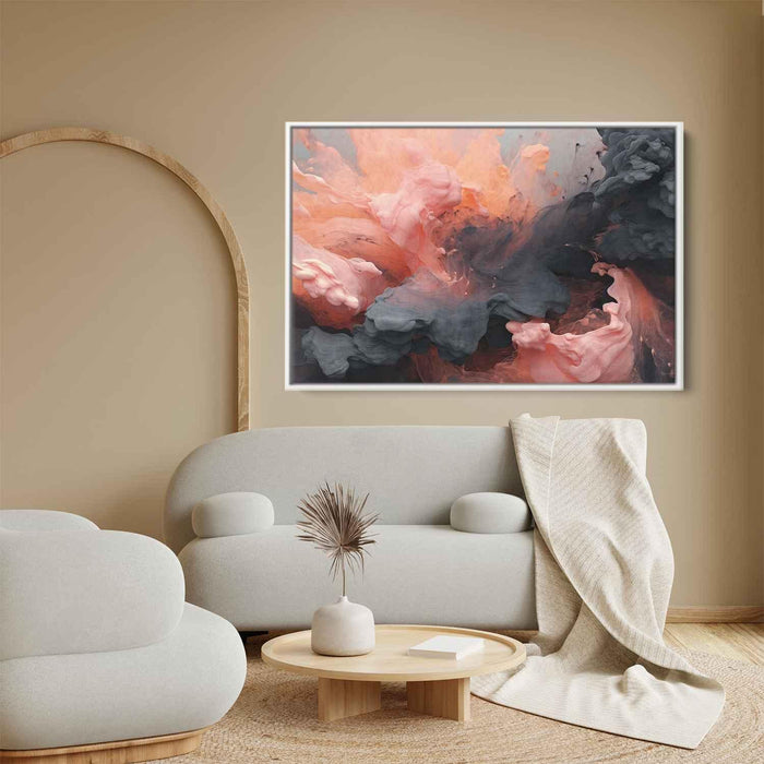 Salmon and Onyx Abstract Swirls Print - Canvas Art Print by Kanvah