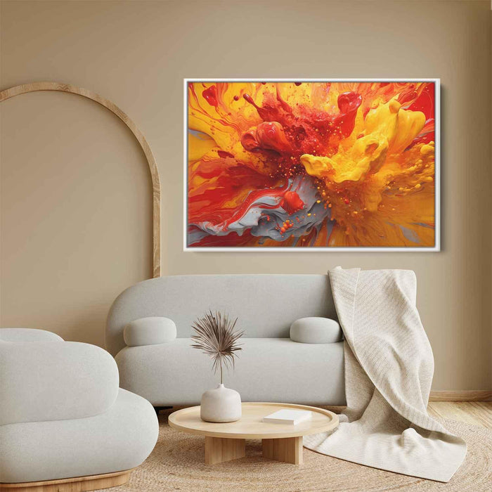 Scarlet and Maize Abstract Swirls Print - Canvas Art Print by Kanvah