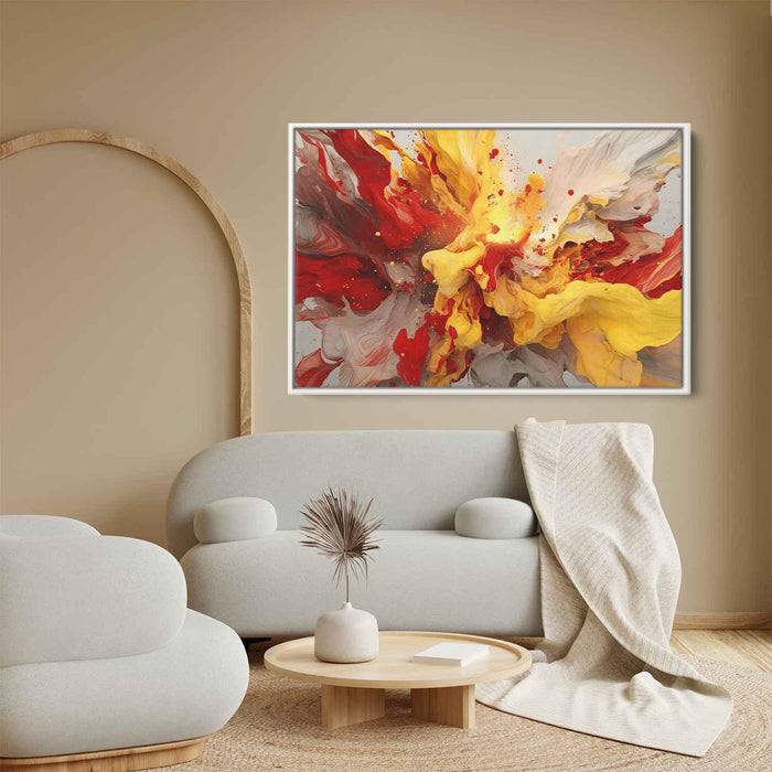 Scarlet and Maize Abstract Swirls Print - Canvas Art Print by Kanvah