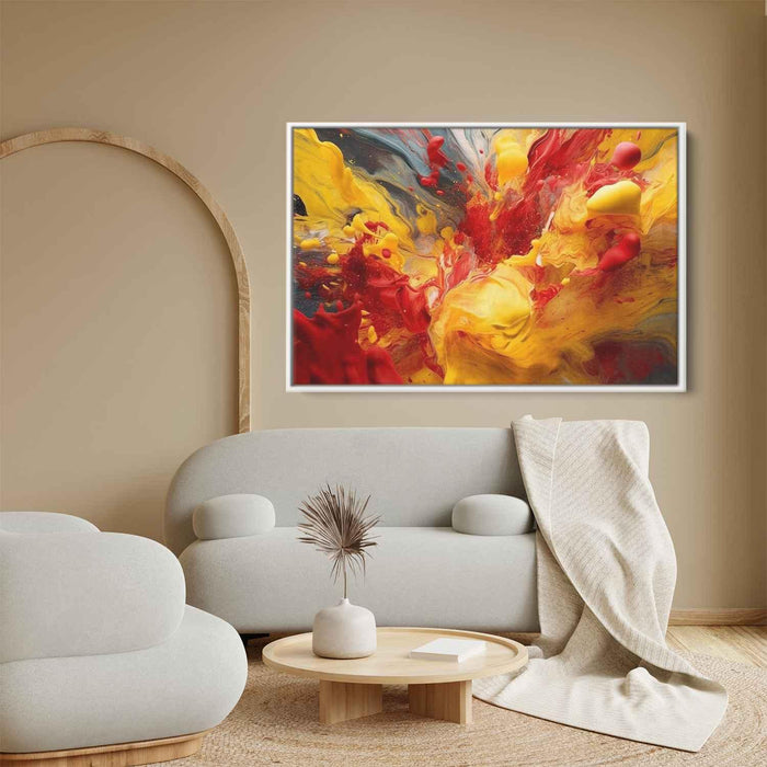 Scarlet and Maize Abstract Swirls Print - Canvas Art Print by Kanvah