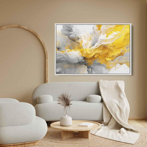 Yellow and White Abstract Swirls Print - Canvas Art Print by Kanvah