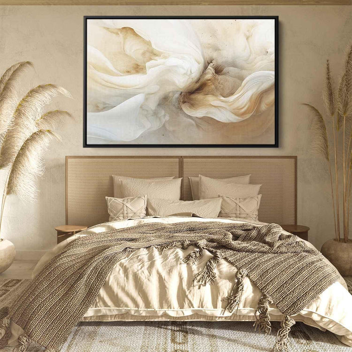 Beige and White Abstract Swirls Print - Canvas Art Print by Kanvah