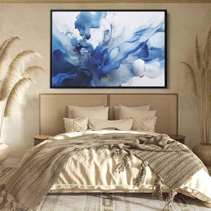 Blue and White Abstract Swirls Print - Canvas Art Print by Kanvah