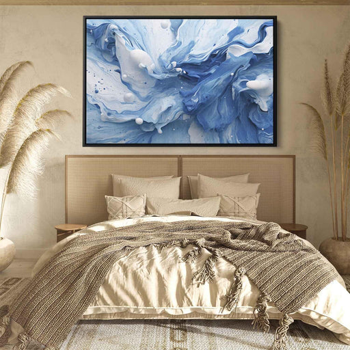 Blue and White Abstract Swirls Print - Canvas Art Print by Kanvah