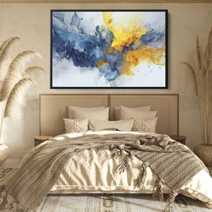 Blue and Yellow Abstract Swirls Print - Canvas Art Print by Kanvah