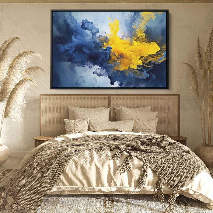 Blue and Yellow Abstract Swirls Print - Canvas Art Print by Kanvah