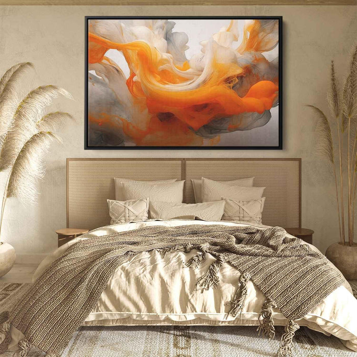 Orange and White Abstract Swirls Print - Canvas Art Print by Kanvah