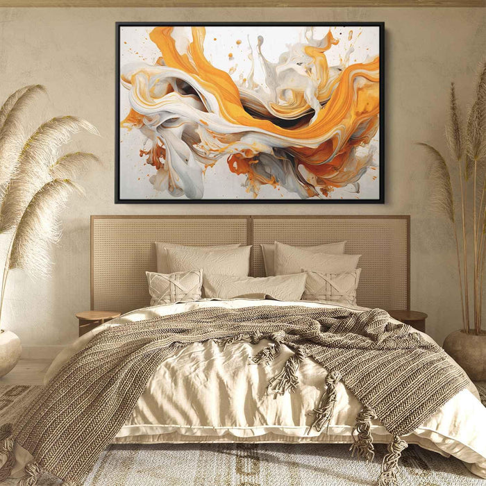 Orange and White Abstract Swirls Print - Canvas Art Print by Kanvah