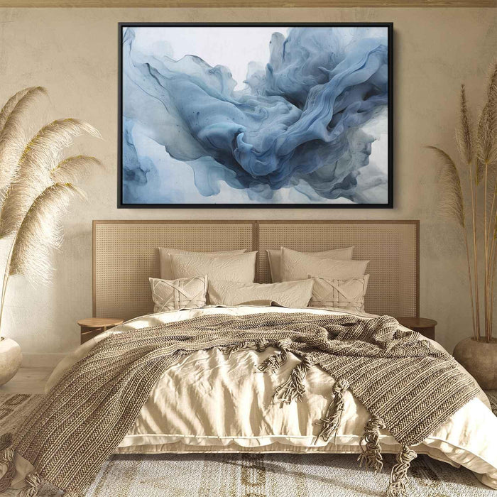 Periwinkle and Obsidian Abstract Swirls Print - Canvas Art Print by Kanvah