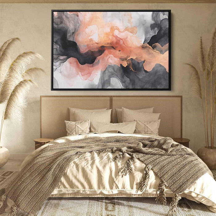 Salmon and Onyx Abstract Swirls Print - Canvas Art Print by Kanvah