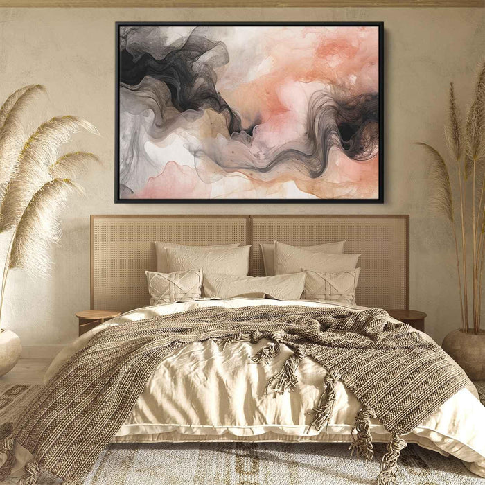 Salmon and Onyx Abstract Swirls Print - Canvas Art Print by Kanvah