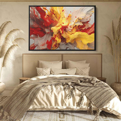 Scarlet and Maize Abstract Swirls Print - Canvas Art Print by Kanvah