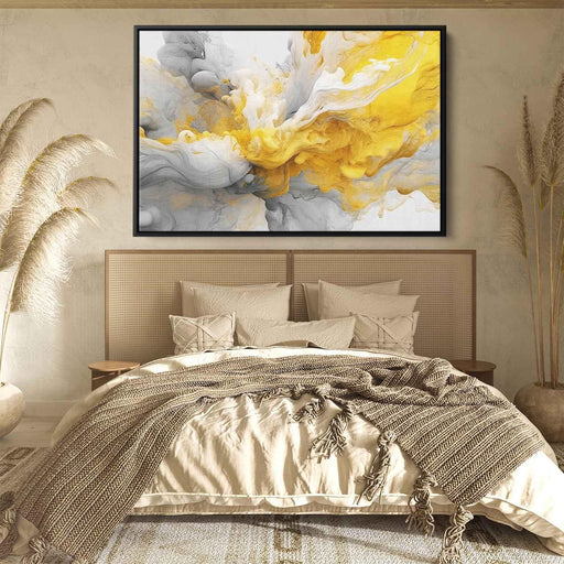 Yellow and White Abstract Swirls Print - Canvas Art Print by Kanvah