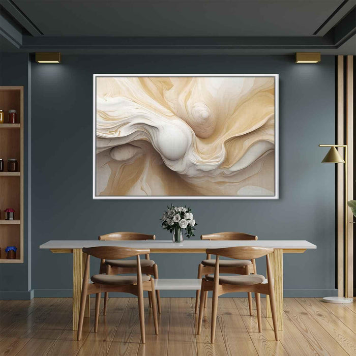 Beige and White Abstract Swirls Print - Canvas Art Print by Kanvah