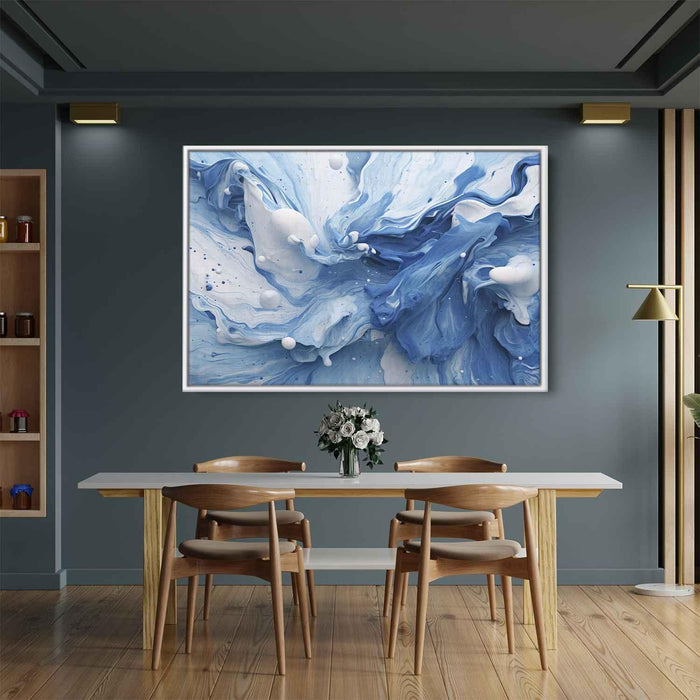 Blue and White Abstract Swirls Print - Canvas Art Print by Kanvah