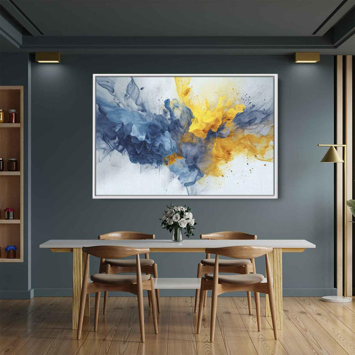 Blue and Yellow Abstract Swirls Print - Canvas Art Print by Kanvah