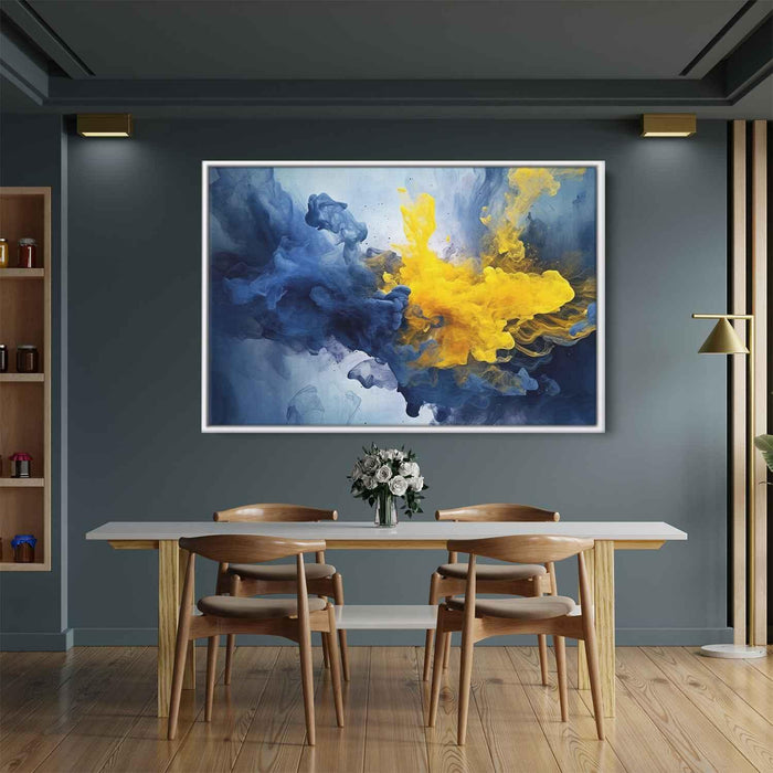 Blue and Yellow Abstract Swirls Print - Canvas Art Print by Kanvah